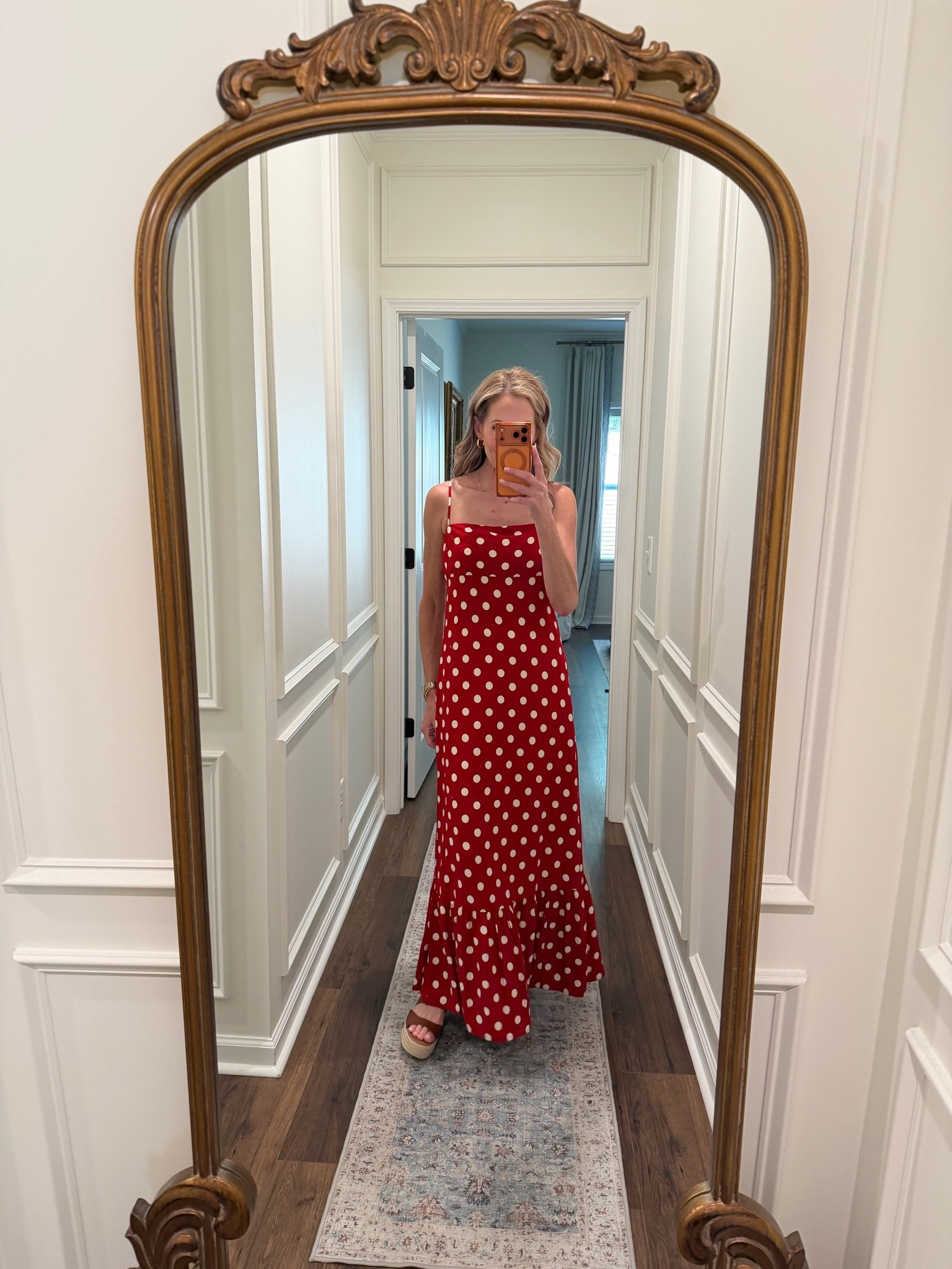 This open back maxi dress from a new day brings classic elegance with a contemporary twist. You can wear a sleeveless during the day or add a fun sweat sweater over the top to be patriotic at night wearing this size small under $30.