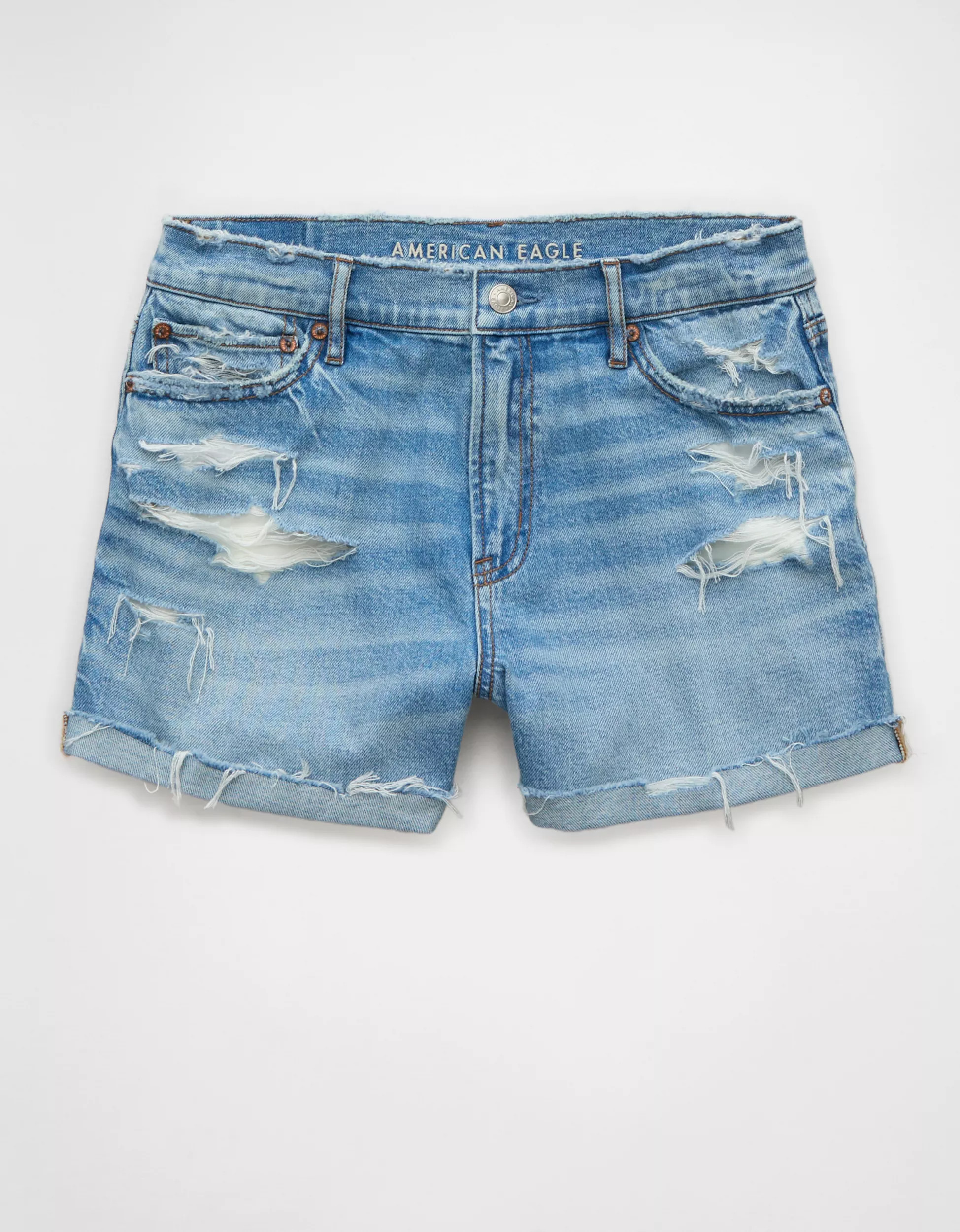 AE Strigid Super High-Waisted Ripped Relaxed Denim Short | American Eagle Outfitters (US & CA)