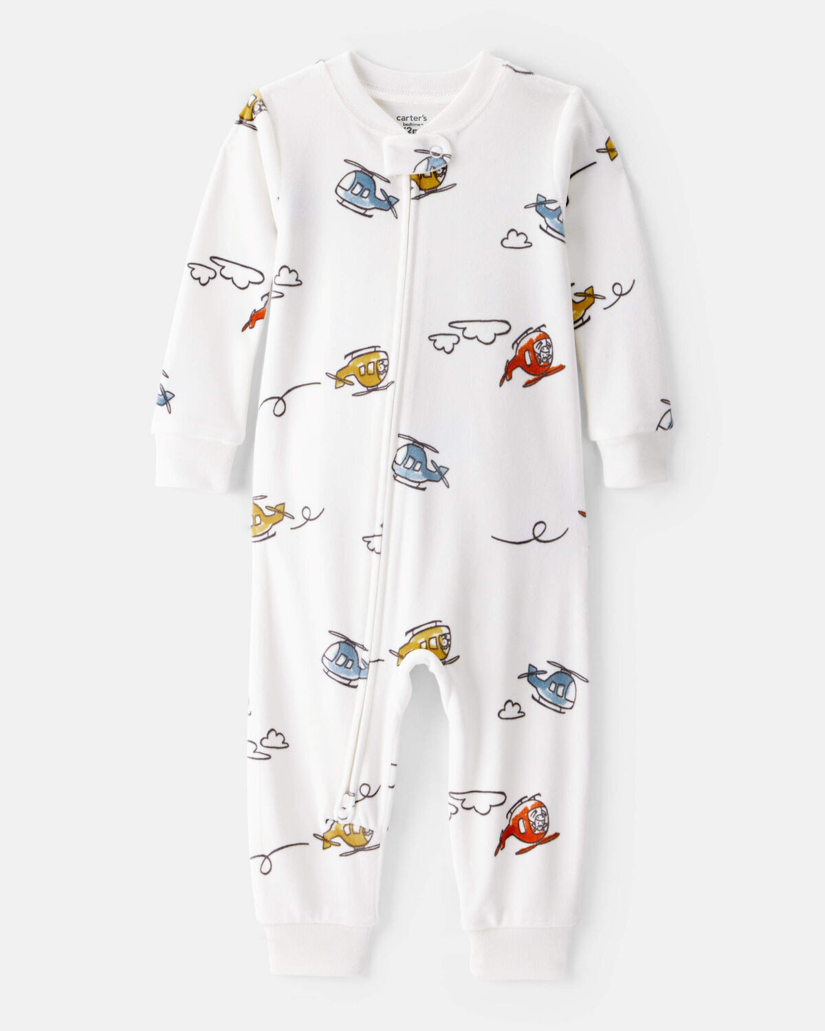 Toddler Boy Helicopter DreamPlush Snug Fit Long-Sleeve 1-Piece Pajamas - White | Carter's Inc
