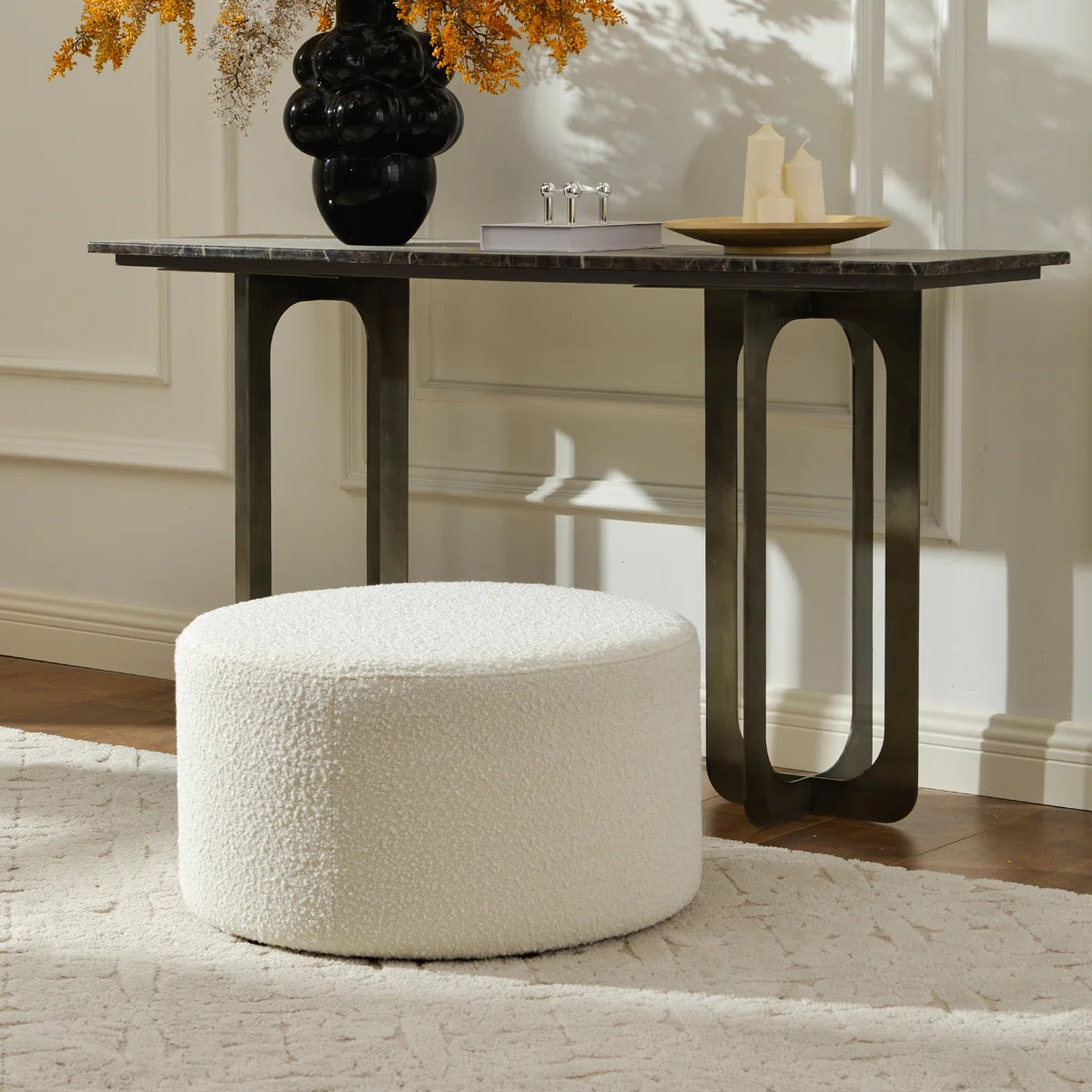 Brichelle 24'' Wide Modern Round Upholstered Ottoman | Wayfair North America