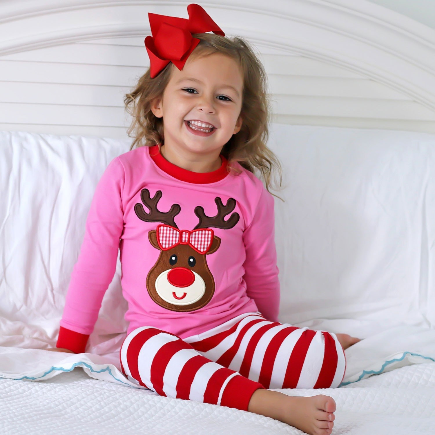 Pink Reindeer Loungewear Knit Stripe | Classic Whimsy