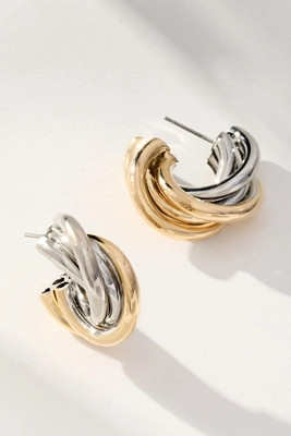 Two-Tone Twist Hoop Earrings | Anthropologie (US)