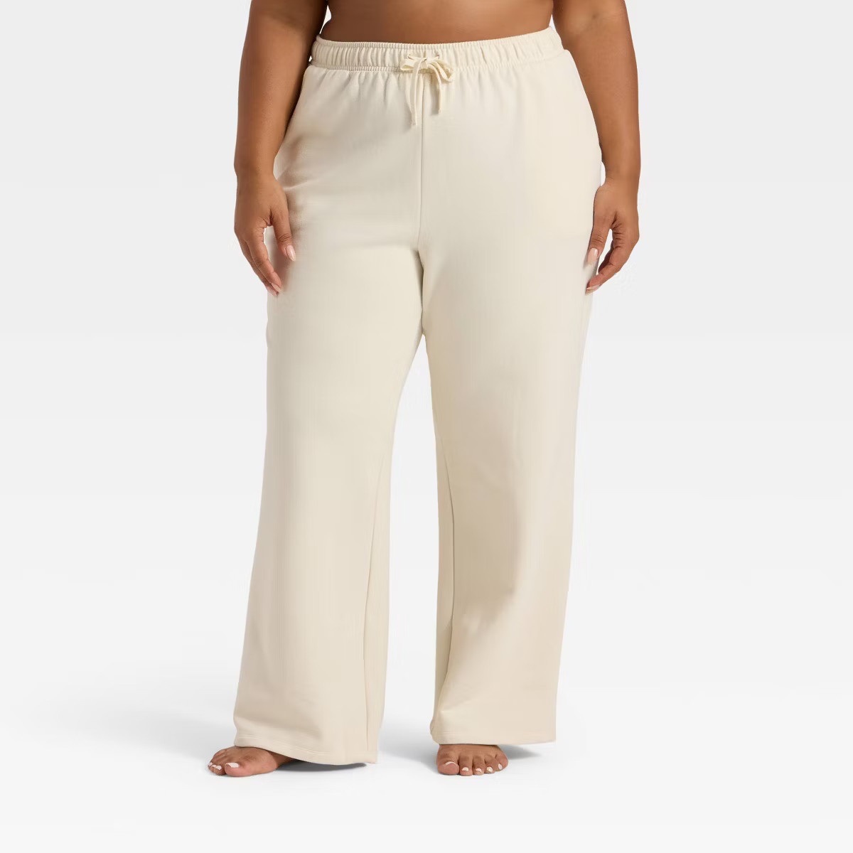 Women's Fleece Wide Leg Sweatpants - Auden™ Cream L | Target
