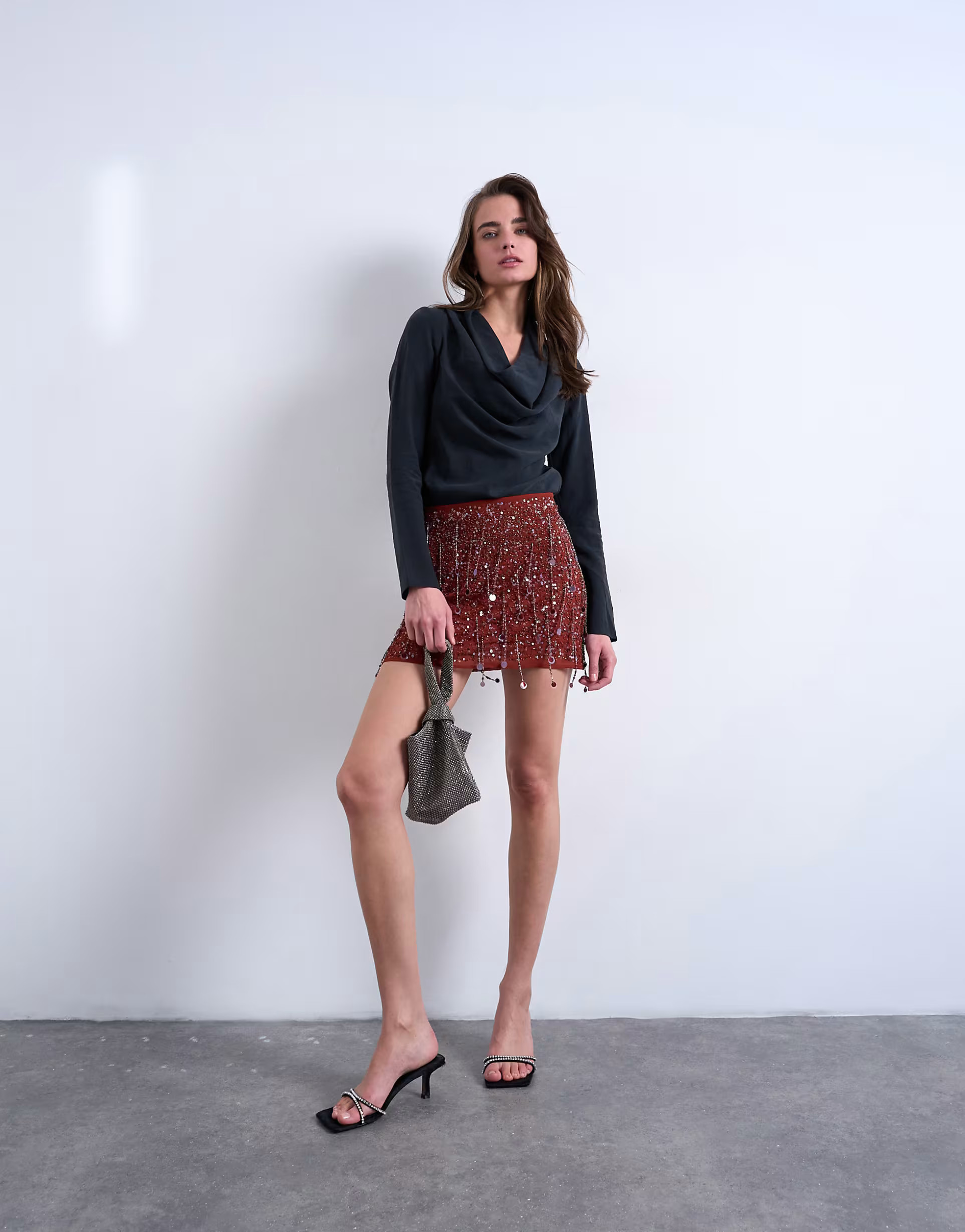 Topshop sequin mini skirt in burgundy | ASOS | ASOS (Global)