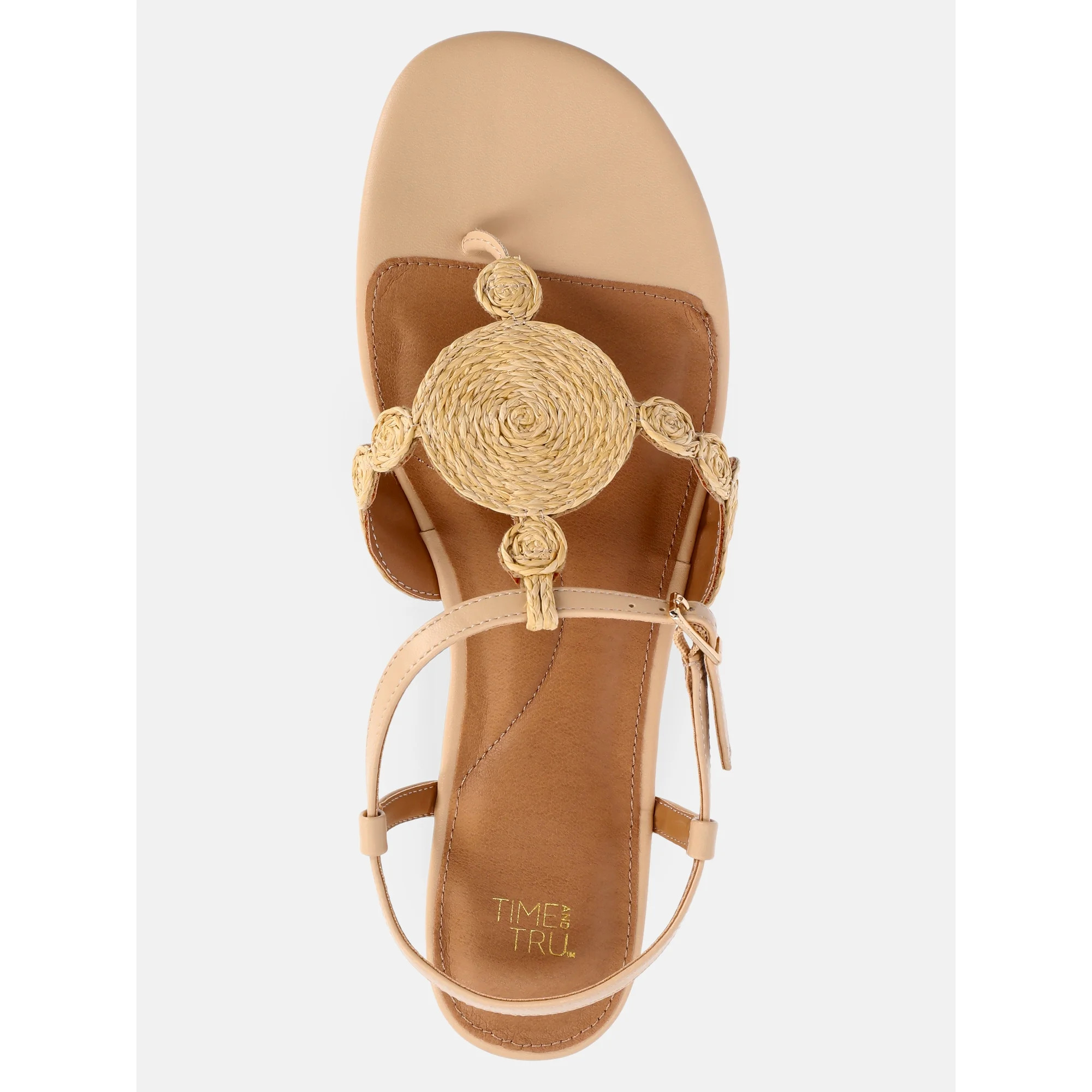 Time and Tru Women's Raffia Circle Thong Sandals | Walmart (US)