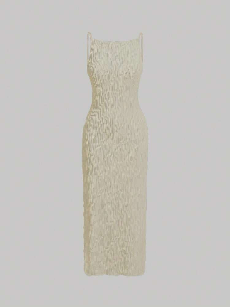 SHEIN MOD Women's Slim Texture Knit Summer Apricot Dress,Summer Dresses For Women | SHEIN