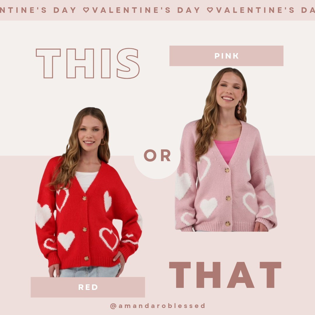 Shop this Valentine's Day heart print cardigan - this is selling out FAST! Cute & comfy 😍 I honestly LOVE both colors! Pair with a dress, a tank top & jeans, leggings, or a skirt for a effortless holiday look 🤍🩷❤️ Remember get a price drop notification if you heart a post/save a product 😉 

✨️ P.S. if you follow, like, share, save, or shop my post (either here or @coffee&clearance).. thank you sooo much, I appreciate you! As always thanks sooo much for being here & shopping with me 🥹 

| Valentines Day gifts for him, gifts for boyfriend, gifts for husband, Valentines Day gift guide, boyfriend Valentines Day gifts, husband Valentines Day gifts, valentines day gifts for her, gifts for girlfriend, gifts for wife, girlfriends valentines day gifts, wife valentines day gifts, valentines day, valentines day outfit, valentines outfits, valentines day decor, valentines day gifts, gifts for her, gifts for him, valentines decor, valentines basket, valentines day basket, valentines day gifts, spring, gifts for mom, gift ideas, gifts, personalized gifts, valentines day dress, valentines dress, spring outfits, April, spring decor, Easter, vacation | 

#LTKSeasonal #LTKU #LTKParties #LTKBeauty #LTKStyleTip #LTKFamily

