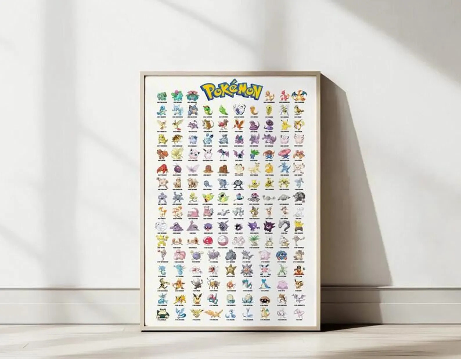 Pokemon Poster, First Generation Kanto Pokemon Wall Art, Pokemon List Print for Kids Bedroom | Etsy (Global)