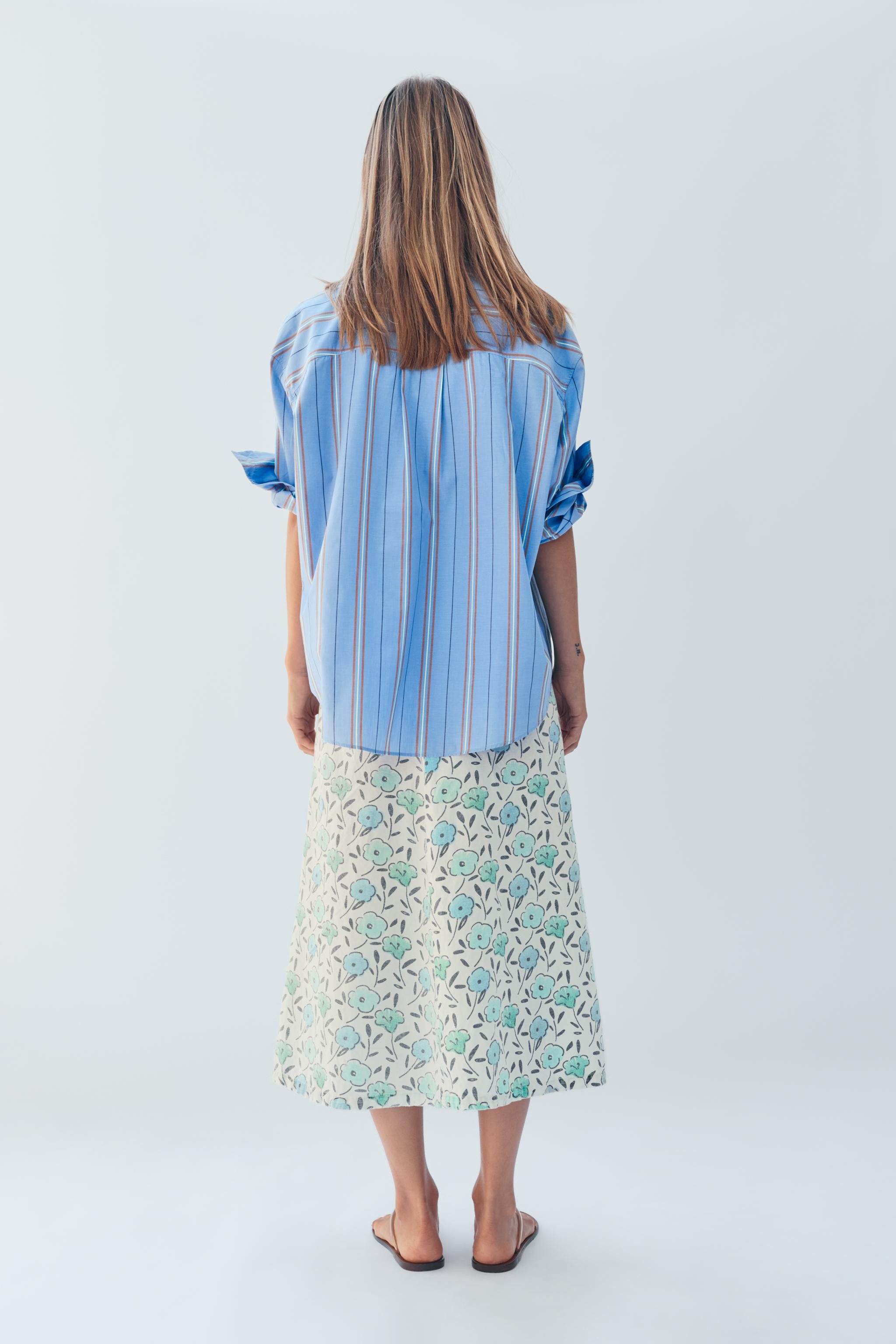 LIMITED EDITION FLORAL LINEN BLEND MIDI SKIRT | Zara US