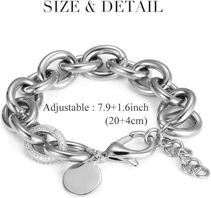 CIUNOFOR 14K Gold Plated Link Chain Bracelets for Women, Dainty Silver Beaded Stackable Bracelet,... | Amazon (US)