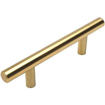 25 Pack - Cosmas 305-4BB Brushed Brass Cabinet Hardware Euro Style Bar Handle Pull - 4" Hole Cent... | Amazon (US)