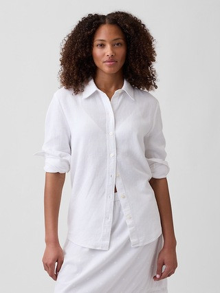 Oversized Linen-Blend Easy Shirt | Gap Factory