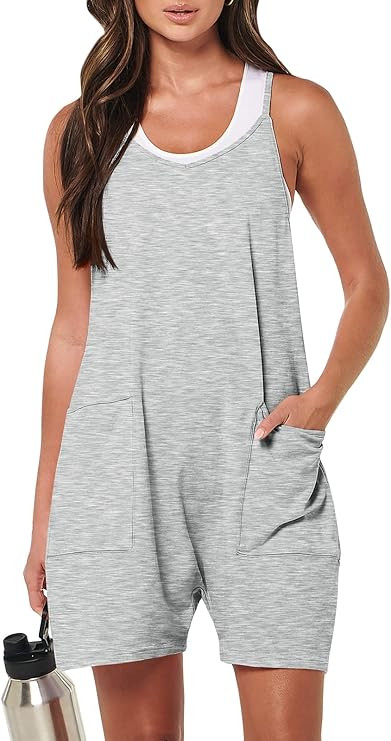 ANRABESS Women's Summer Casual Sleeveless Rompers Loose Spaghetti Strap Shorts Jumpsuit with Pock... | Amazon (US)