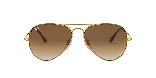 Ray-Ban Unisex RB3689 Aviator Metal II Aviator Sunglasses, Gold/Clear Gradient Brown, 58 mm | Amazon (US)