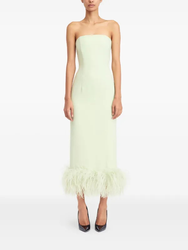Minelli feather-trim midi dress | Farfetch Global