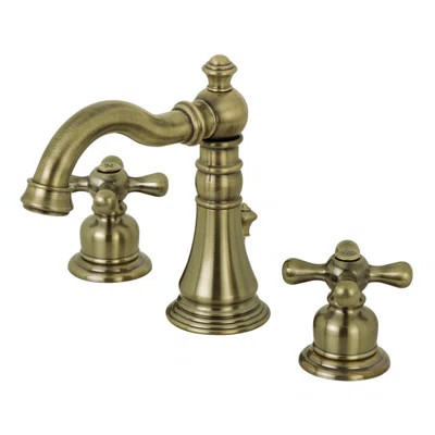 Kingston Brass American Classic Two-Handle 3-Hole Deck Mount Widespread Bathroom Faucet with Pop-Up Drain | Wayfair North America