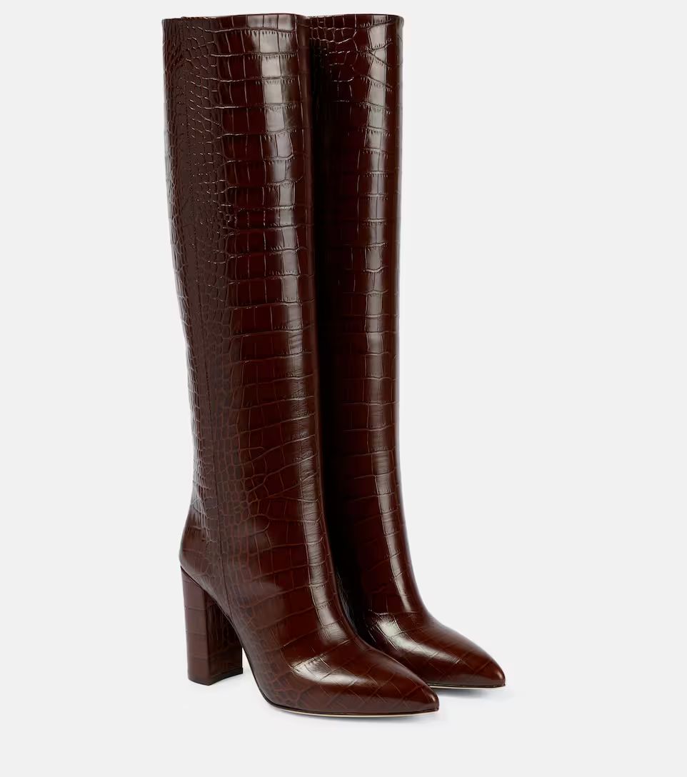 Croc-effect leather knee-high boots | Mytheresa (INTL)