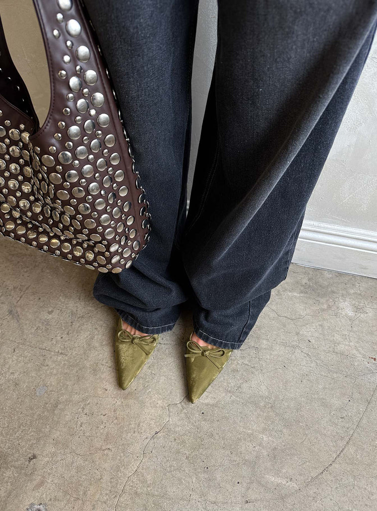 Unrivaled Pointed Toe Faux Suede Heels Green | Princess Polly US