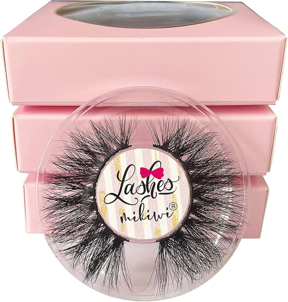 Mink lashes Mikiwi 3 Pairs Eyelashes D327-3, 22MM Real Mink Eyelashes, Fluffy Mink Lashes, Thick ... | Amazon (US)