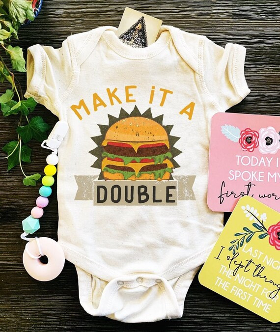 Make It a Double Burger Baby Bodysuit Cheeseburger Baby One | Etsy | Etsy (US)