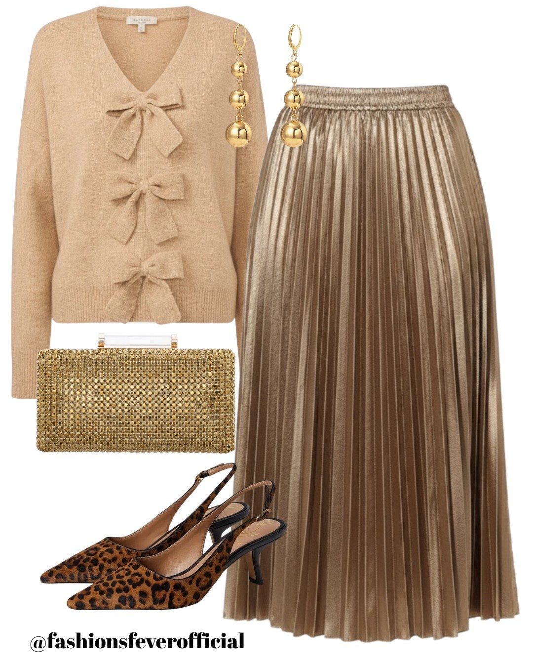 Elevated winter outfits for New Year’s Eve or any chic cold-weather outing. I paired a pleated skirt with the sweetest beige bow-detail sweater for a soft, feminine, winter-glam look. Styled with gold drop earrings, a textured statement clutch, and leopard print slingback heels to keep everything bright, fresh, and festive. A cozy yet polished outfit that works beautifully for holiday dinners, winter parties, and casual celebrations. Shop the full look below.

#LTKFashion #LTKShoecrush #outfitideas #whattowear #howtowear

#LTKHoliday #LTKCyberWeek #LTKSeasonal