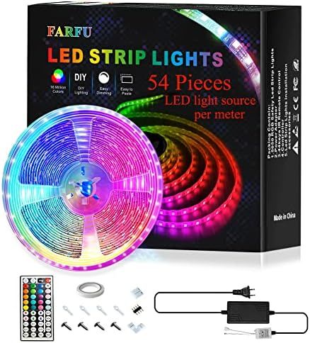 Amazon.com: FARFU Led Strip Lights,16.4ft 5050 RGB Led Lights Strip Kit (Ultra Bright, 54 Pieces ... | Amazon (US)