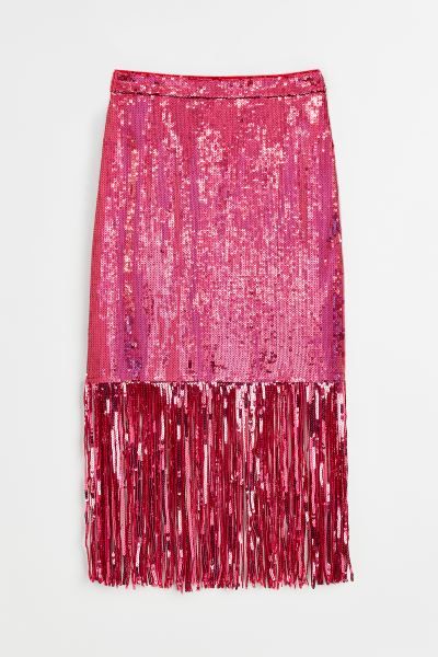 Fringe-hem Sequined Skirt | H&M (US)