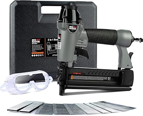 Pneumatic Brad Nailer, NEU MASTER 2 in 1 Nail Gun Staple Gun Fires 18 Gauge 2 Inch Brad Nails and... | Amazon (US)