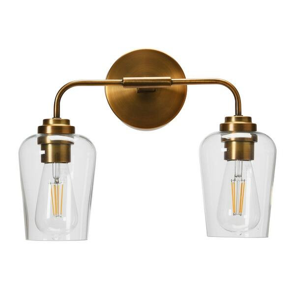 Robert Stevenson Lighting Holden - Metal and Glass 2-Light Vanity Light - Overstock - 35796734 | Bed Bath & Beyond