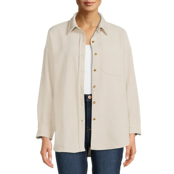 Nine.Eight Women’s Corduroy Shacket - Walmart.com | Walmart (US)