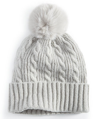 Style & Co Shine Pom-Pom Cable Knit Beanie, Created for Macy's - Macy's | Macy's