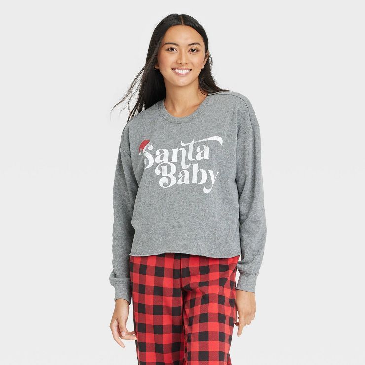 Women's Santa Baby Graphic Sweatshirt - Gray | Target