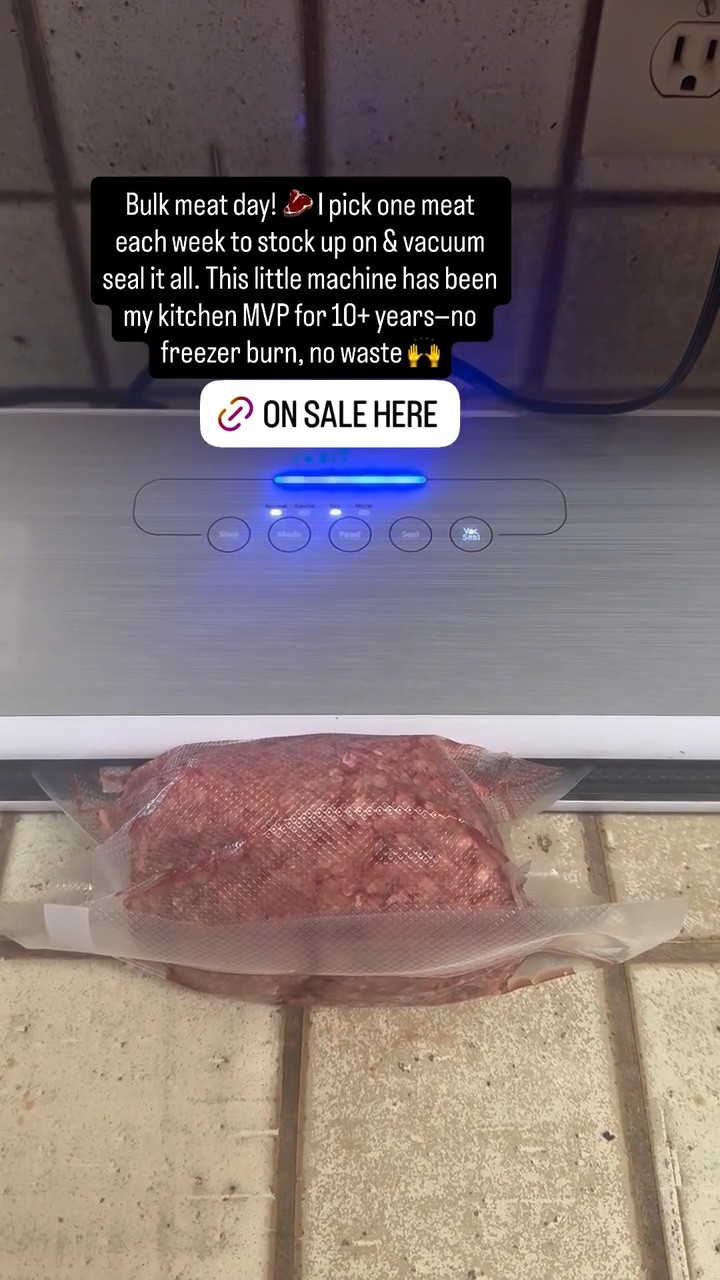 One of my best kitchen hacks 👩🏻‍🍳 → bulk shopping meat & vacuum sealing it to save money, avoid waste, and keep everything fresh longer! 🥩✨ This sealer has been my ride-or-die for 10+ years and still going strong 🙌 Linking my exact one + a few other must-haves I use for freezer prep! [Shop everything here ⬇️]

#LTKHome #LTKSaleAlert #LTKFindsUnder50