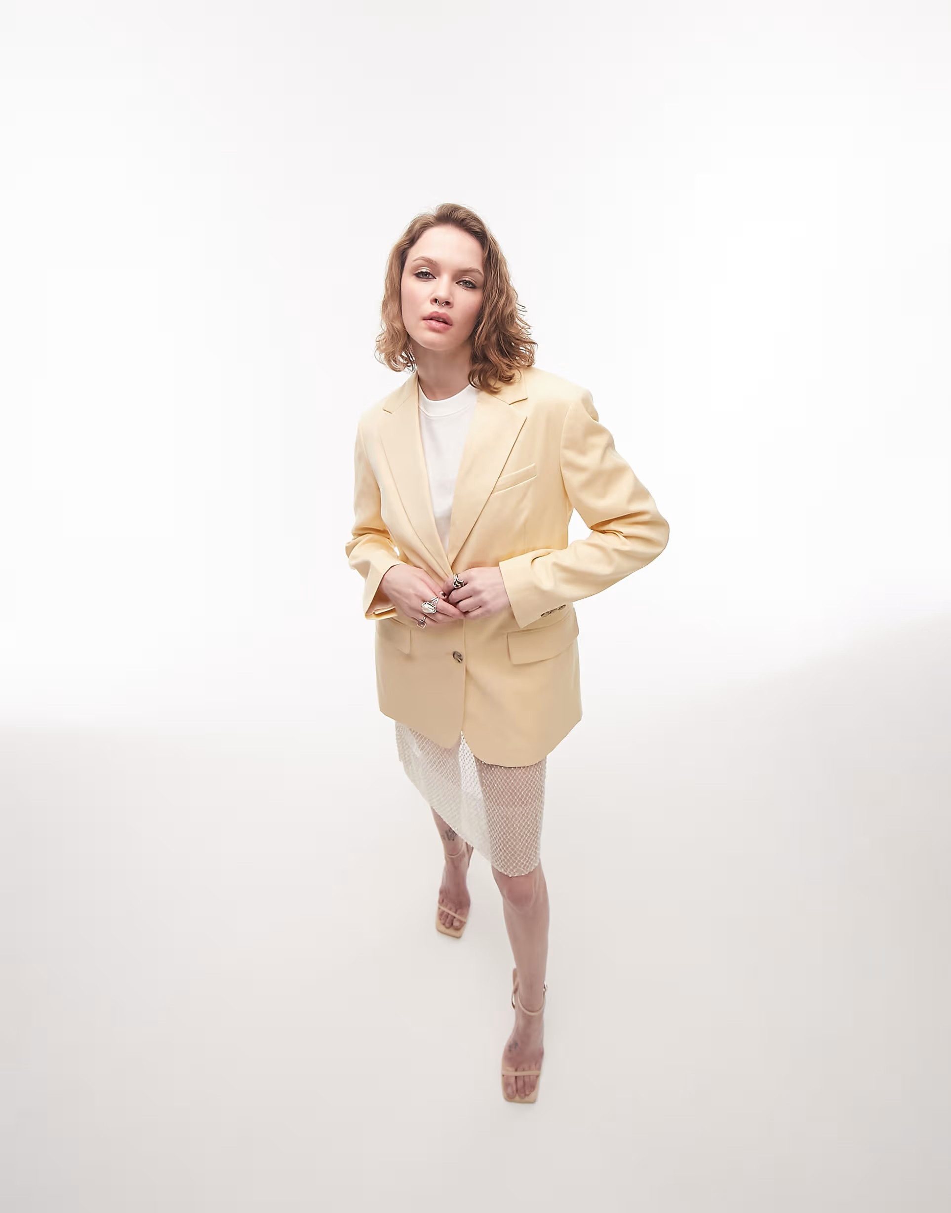 Topshop co-ord straight fitting blazer in straw light yellow  | ASOS | ASOS (Global)