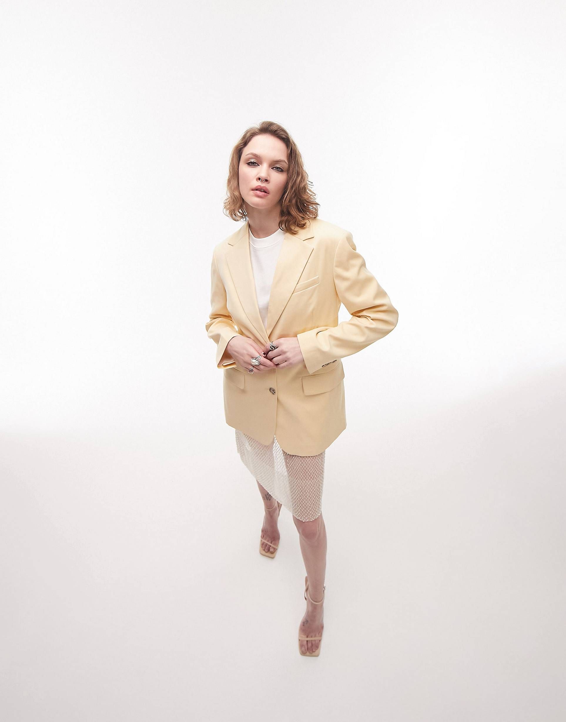 Topshop co-ord straight fitting blazer in straw light yellow  | ASOS | ASOS (Global)