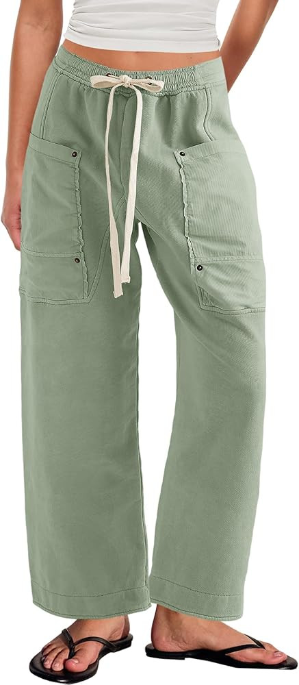 Yanekop Womens Barrel Sweatpants Wide Leg Baggy Pants High Elastic Lounge Pants Casual Drawstring... | Amazon (US)