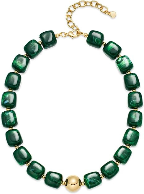 Chunky Colorful Beaded Choker Necklace for Women, Summer Beach Statement Resin Beads Necklace, Tr... | Amazon (US)