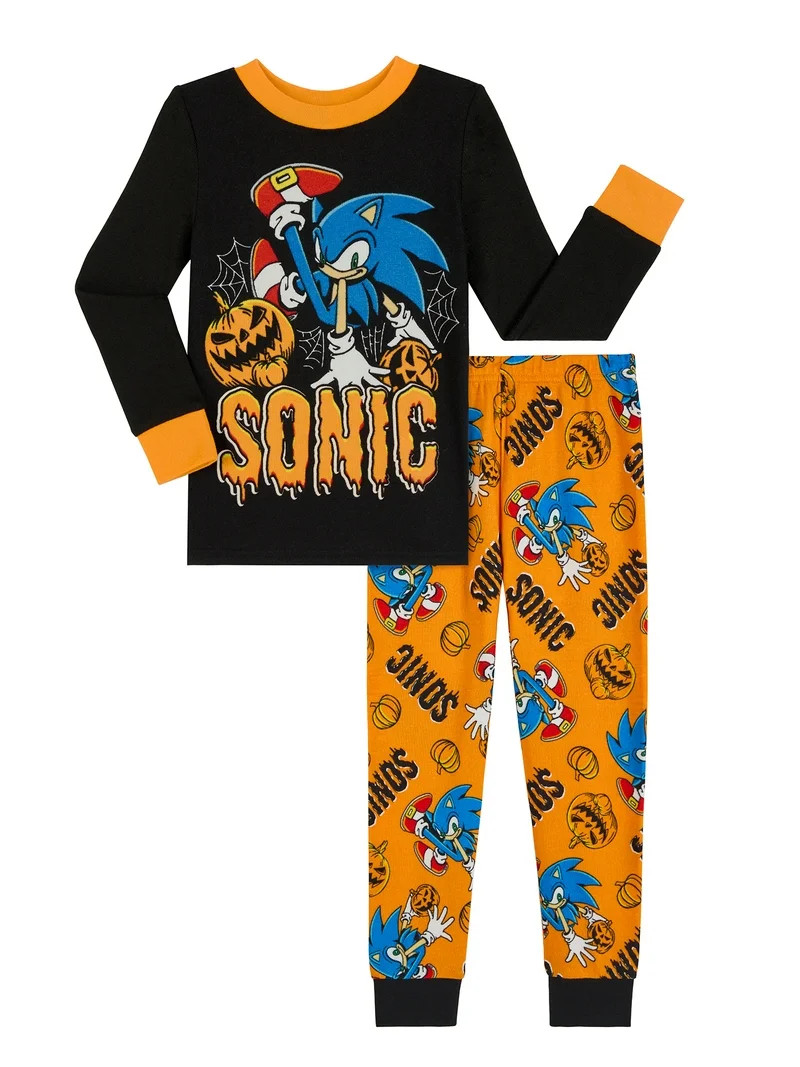 Sonic the Hedgehog Boys Halloween Snug Fit Long Sleeve Top and Sleep Pants Pajama Set, 2-Piece, S... | Walmart (US)