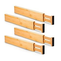 Utoplike 4 PCS Bamboo Kitchen Drawer Dividers, Adjustable Drawer Organizers, Spring Loaded, Works... | Amazon (US)