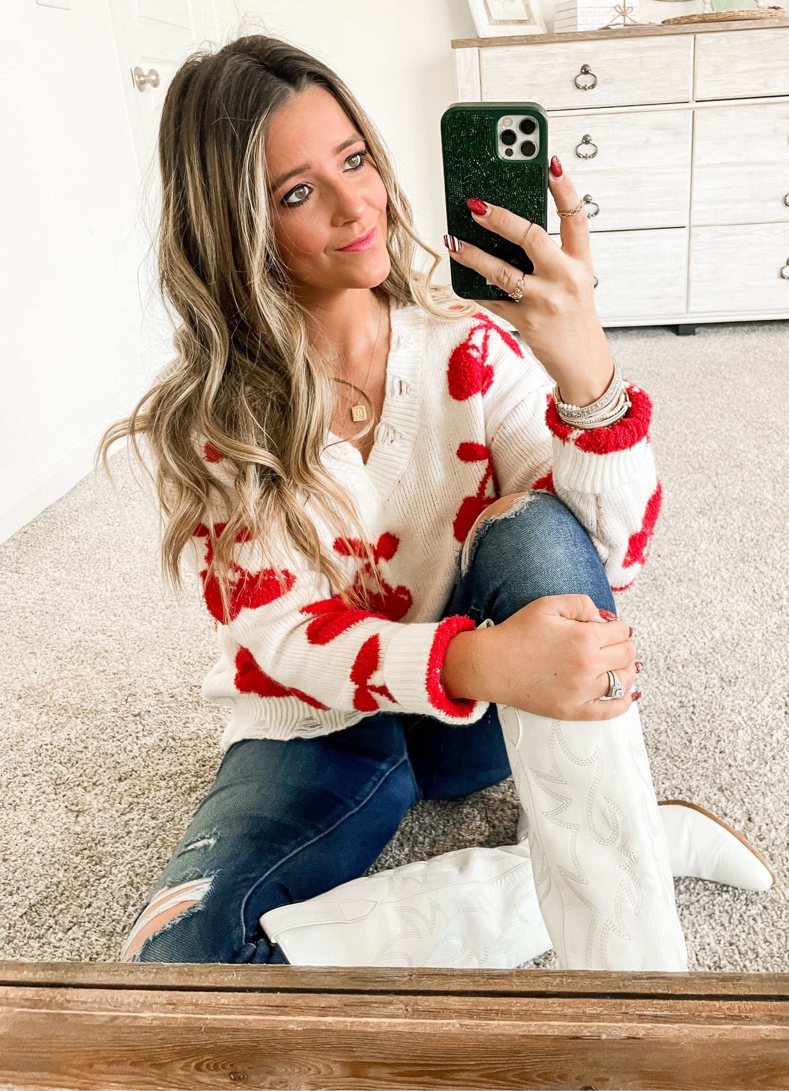 Getting ready for Valentines in my sweet as a cherry sweater from Altar’d State! 

#LTKunder50 #LTKstyletip #LTKSeasonal
