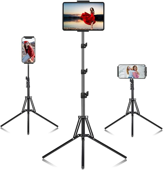 Ipad Tripod Stand, with 65 inch Height Adjustable iPad Stand Holder & iPad Floor Stand with 360°... | Amazon (US)