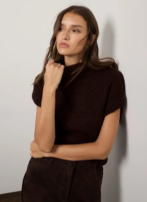 Brown High Neck Knit Top | Mint Velvet