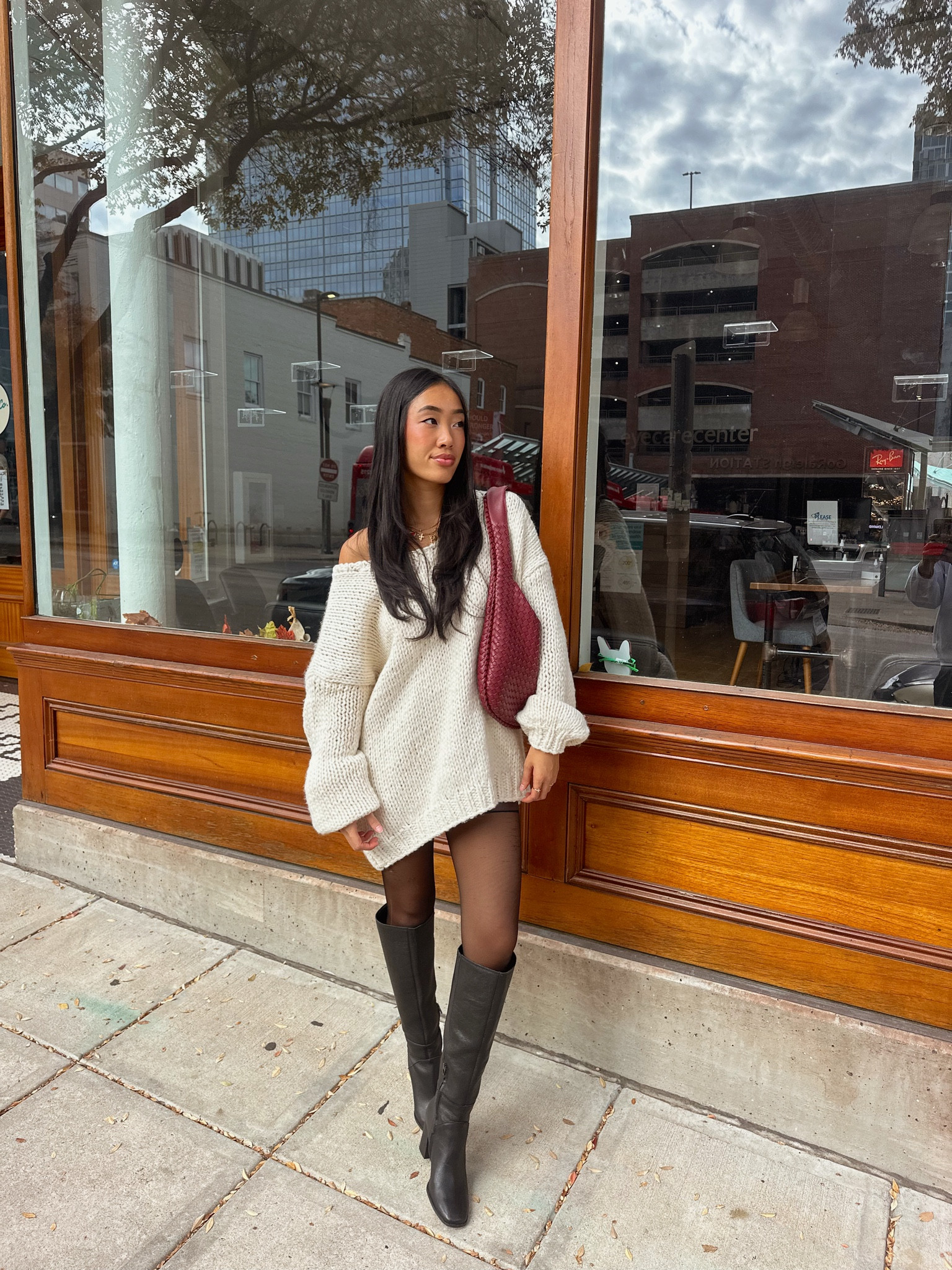 Fall outfit. Fall sweater. Chunky knit sweater. Fall boots. Fall bag. Sweater is size M/L! Beginning boutique code: BBX15BROOKET 

#LTKSeasonal #LTKStyleTip #LTKFindsUnder50