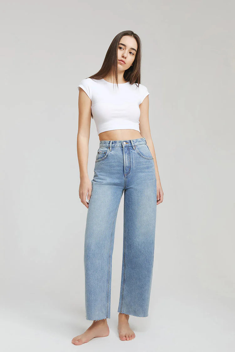 Hey Joanie's Moon Curve Raw Hem Crop Dark Jeans | Petite Jeans | Etela Petite