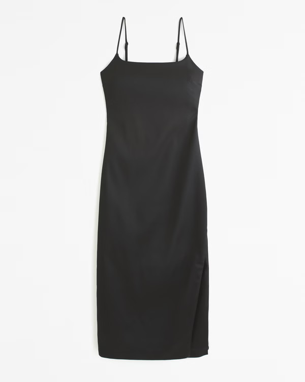 Stretch Satin Column Midi Dress | Abercrombie & Fitch (US)