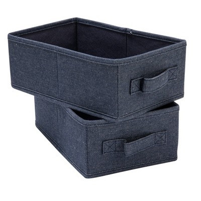 Household Essentials Set of 2 Rectangular Collapsible Cotton Blend Storage Drawer with Handle Denim: Decorative Storage Bins, 6.2 Volume Capacity | Target