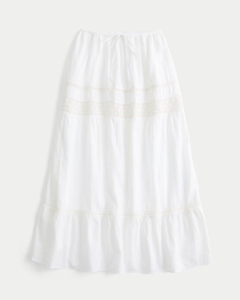 Women's Lace Inset Tiered Maxi Skirt from Hollister | Hollister (US)
