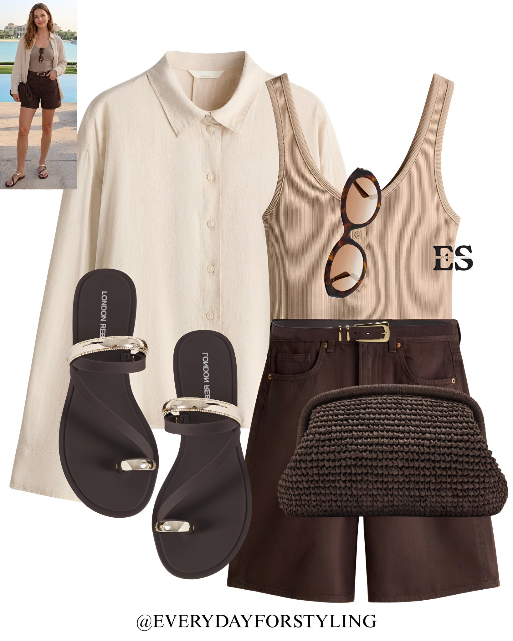 Tonal, polished and exactly what holiday dressing should feel like 🤎

holiday outfit ideas, vacation outfits 2025, shirt and shorts outfit, oversized shirt outfit, summer  fashion, beach to dinner outfit, resort wear women, linen shirt outfit, denim shorts outfit, summer style inspo, raffia bag outfit, Loewe bag outfit, casual chic summer, what to wear on holiday, summer wardrobe essentials, travel outfit ideas, easy summer outfits, neutral holiday outfits, affordable summer fashion, spring summer outfit ideas | spring style | summer outfit ideas | parisian fashion | old money style | summer outfits | summer outfit ideas | how to wear | what to wear | ways to style | everydayforstyling 

#zara #HolidayOutfits #VacationStyle #SummerFashion #SpringOutfitIdeas  

#LTKTravel #LTKSaleAlert #LTKootd