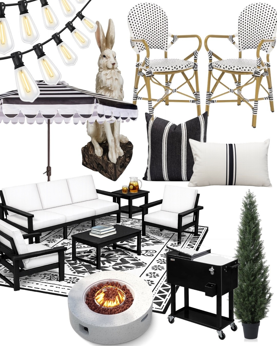 Your backyard just got a glow-up 🤍🖤
This black + white patio setup is giving high-end resort vibes without the high-end price tag. 

#amazonhome #patiodecor #outdoorliving #backyardgoals #cozyoutdoor #blackandwhitedecor #ltkstyle #homedecorfinds

#LTKHome