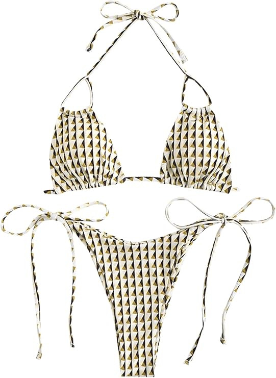 ZAFUL Triangle Bikini for Women 2 Piece Halter Bikini Sets Sexy High Cut Bathing Suit Side Tie Sw... | Amazon (US)